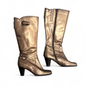 Bronze Metallic Heeled Boots